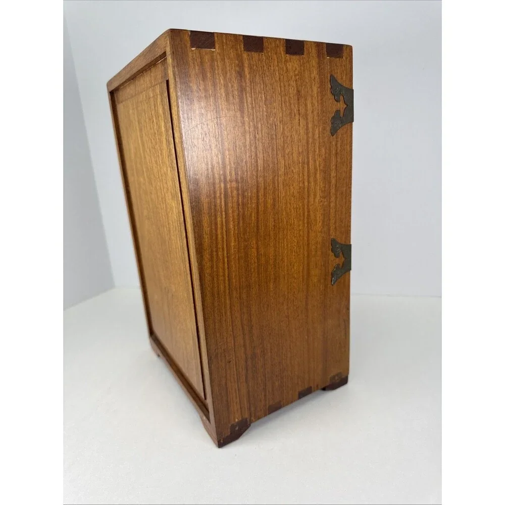 VTG Chinese wood 5 drawer Dressing case Jewelry Box 12